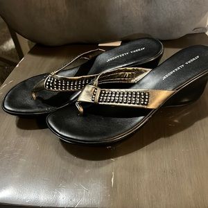 Black with rhinestone Athena Alexander Wedge Sandals size 10